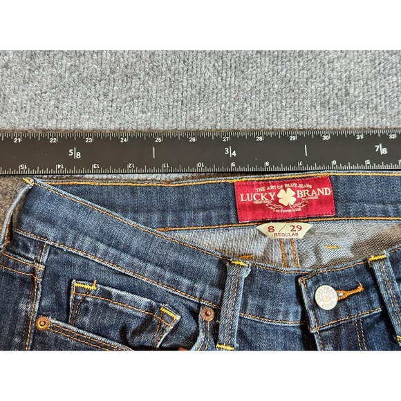 LUCKY BRAND Sofia Boot Cut Stretch Dark Blue Jeans 30x30 Flare Distressed M Rise - Picture 3 of 5